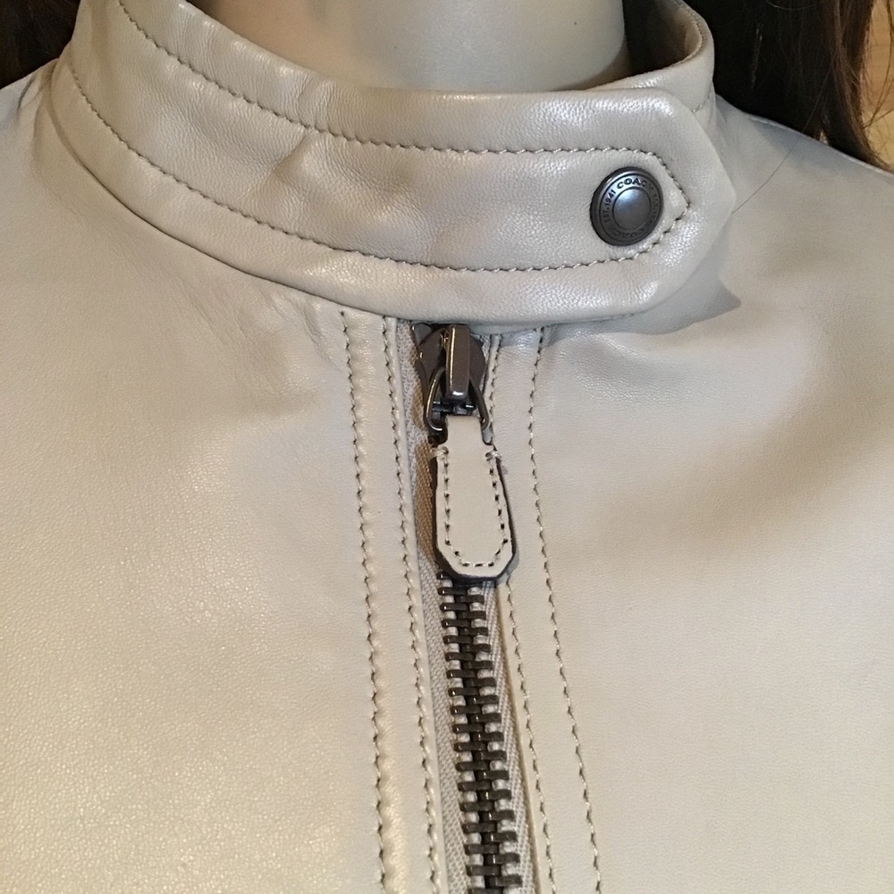 NWOT AUTHENTIC COACH SOFT LEATHER BOMBER NEUTRAL COLOR COAT